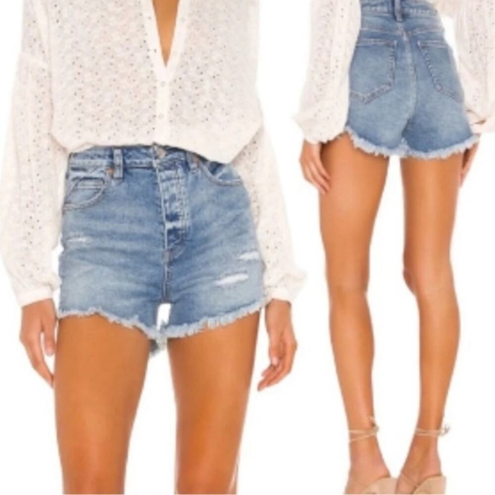 We the Free CRVY Vintage High Rise Short Size 29 Hightide Blue Festival Boho